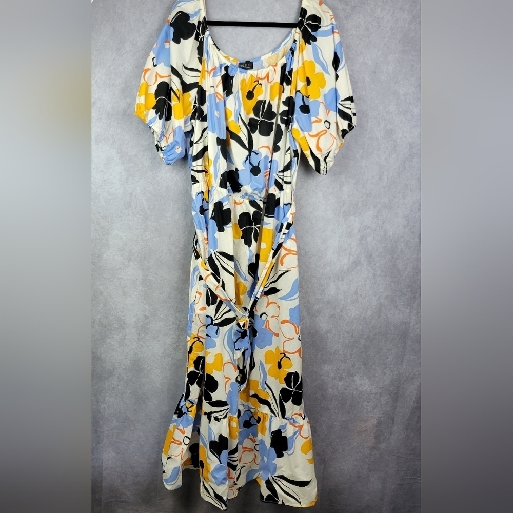 Eloquii Optional‎ Off the Shoulder Maxi/Midi Floral  Summer Cotton Dress Size 28 - Picture 2 of 14